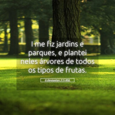 Picture 05 - Eclesiastes 2:5 BSL - I me fiz jardins e parques, e plantei neles - Bible Verse Picture