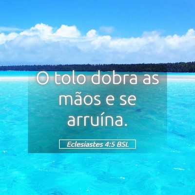 Picture 05 - Eclesiastes 4:5 BSL - O tolo dobra as mãos e se - Bible Verse Picture