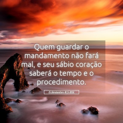 Picture 05 - Eclesiastes 8:5 BSL - Quem guardar o mandamento não fará mal, e seu - Bible Verse Picture