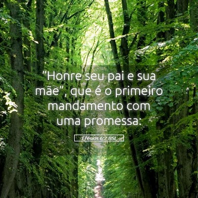 Picture 05 - Efésios 6:2 BSL - “Honre seu pai e sua mãe”, que é o primeiro - Bible Verse Picture