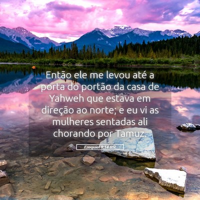Picture 05 - Ezequiel 8:14 BSL - Então ele me levou até a porta do portão da - Bible Verse Picture