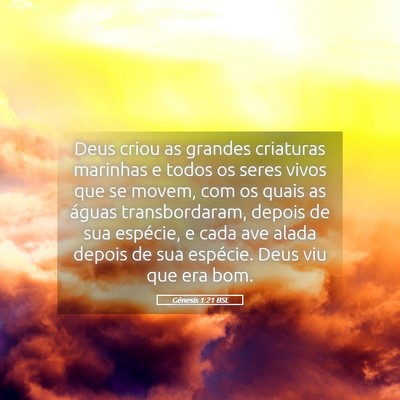 Picture 05 - Gênesis 1:21 BSL - Deus criou as grandes criaturas marinhas e todos - Bible Verse Picture