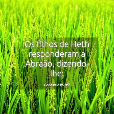Picture 05 - Gênesis 23:5 BSL - Os filhos de Heth responderam a Abraão, - Bible Verse Picture