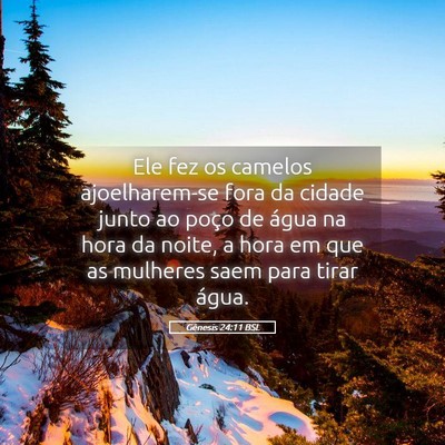 Picture 05 - Gênesis 24:11 BSL - Ele fez os camelos ajoelharem-se fora da cidade - Bible Verse Picture