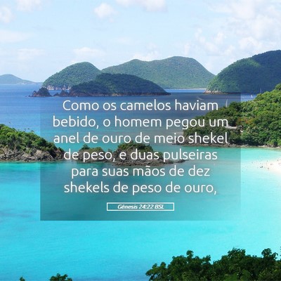 Picture 05 - Gênesis 24:22 BSL - Como os camelos haviam bebido, o homem pegou um - Bible Verse Picture