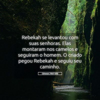 Picture 05 - Gênesis 24:61 BSL - Rebekah se levantou com suas senhoras. Elas - Bible Verse Picture