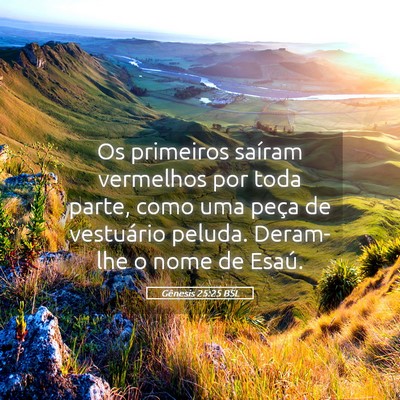 Picture 05 - Gênesis 25:25 BSL - Os primeiros saíram vermelhos por toda parte, - Bible Verse Picture