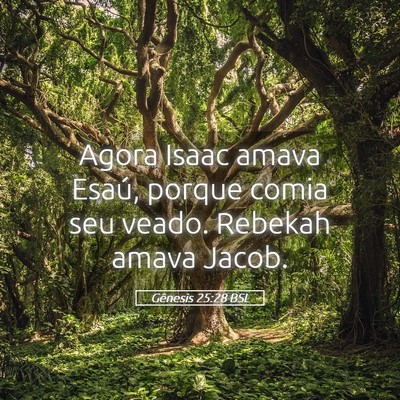 Picture 05 - Gênesis 25:28 BSL - Agora Isaac amava Esaú, porque comia seu veado. - Bible Verse Picture