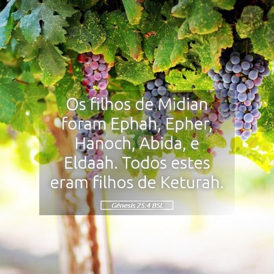 Picture 05 - Gênesis 25:4 BSL - Os filhos de Midian foram Ephah, Epher, Hanoch, - Bible Verse Picture