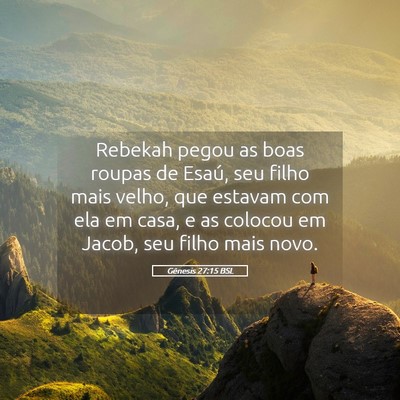 Picture 05 - Gênesis 27:15 BSL - Rebekah pegou as boas roupas de Esaú, seu filho - Bible Verse Picture