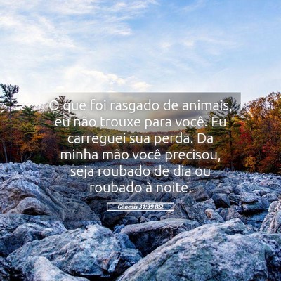 Picture 05 - Gênesis 31:39 BSL - O que foi rasgado de animais, eu não trouxe para - Bible Verse Picture