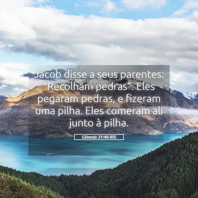 Picture 05 - Gênesis 31:46 BSL - Jacob disse a seus parentes: “Recolham - Bible Verse Picture