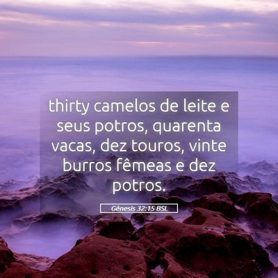 Picture 05 - Gênesis 32:15 BSL - thirty camelos de leite e seus potros, quarenta - Bible Verse Picture