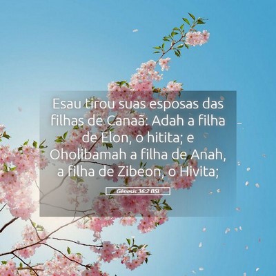 Picture 05 - Gênesis 36:2 BSL - Esau tirou suas esposas das filhas de Canaã: - Bible Verse Picture