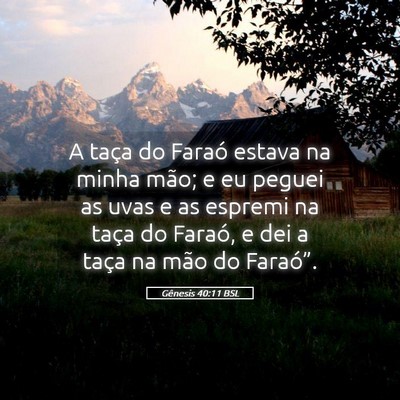 Picture 05 - Gênesis 40:11 BSL - A taça do Faraó estava na minha mão; e eu - Bible Verse Picture