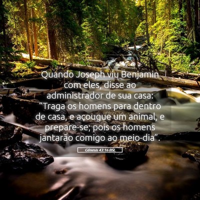 Picture 05 - Gênesis 43:16 BSL - Quando Joseph viu Benjamin com eles, disse ao - Bible Verse Picture