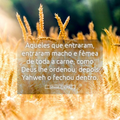 Picture 05 - Gênesis 7:16 BSL - Aqueles que entraram, entraram macho e fêmea de - Bible Verse Picture