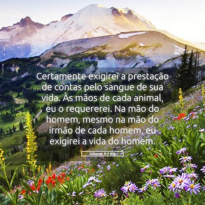 Picture 05 - Gênesis 9:5 BSL - Certamente exigirei a prestação de contas pelo - Bible Verse Picture