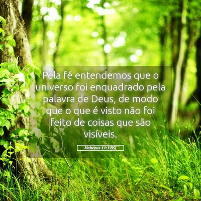 Picture 05 - Hebreus 11:3 BSL - Pela fé entendemos que o universo foi enquadrado - Bible Verse Picture