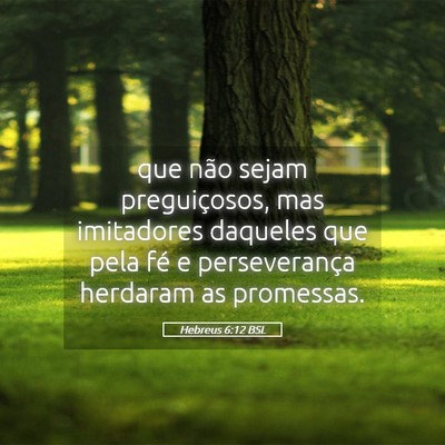 Picture 05 - Hebreus 6:12 BSL - que não sejam preguiçosos, mas imitadores - Bible Verse Picture