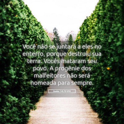 Picture 05 - Isaías 14:20 BSL - Você não se juntará a eles no enterro, porque - Bible Verse Picture