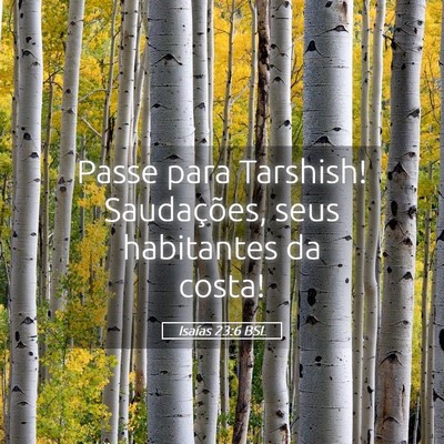 Picture 05 - Isaías 23:6 BSL - Passe para Tarshish! Saudações, seus habitantes - Bible Verse Picture