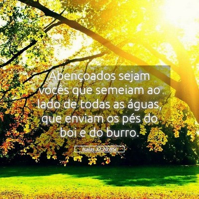 Picture 05 - Isaías 32:20 BSL - Abençoados sejam vocês que semeiam ao lado de - Bible Verse Picture
