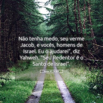 Picture 05 - Isaías 41:14 BSL - Não tenha medo, seu verme Jacob, e vocês, - Bible Verse Picture