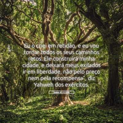 Picture 05 - Isaías 45:13 BSL - Eu o criei em retidão, e eu vou tornar todos os - Bible Verse Picture