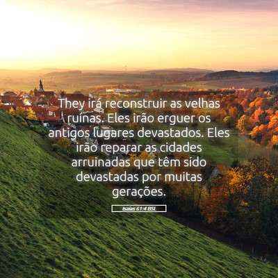 Picture 05 - Isaías 61:4 BSL - They irá reconstruir as velhas ruínas. Eles - Bible Verse Picture