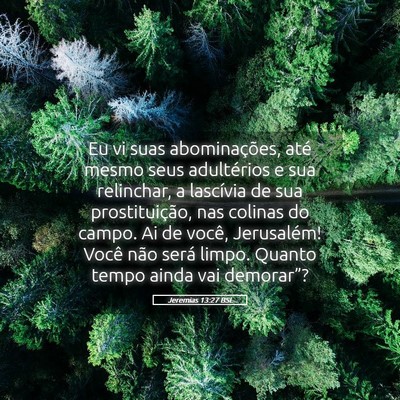 Picture 05 - Jeremias 13:27 BSL - Eu vi suas abominações, até mesmo seus - Bible Verse Picture