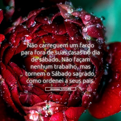 Picture 05 - Jeremias 17:22 BSL - Não carreguem um fardo para fora de suas casas - Bible Verse Picture
