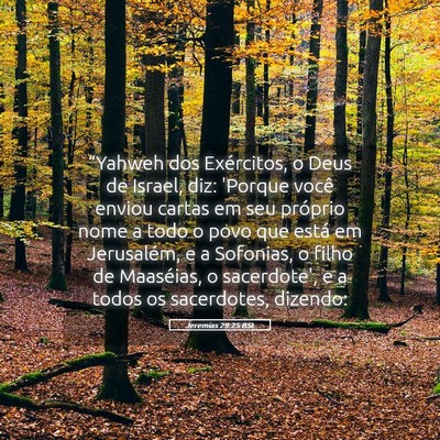 Picture 05 - Jeremias 29:25 BSL - “Yahweh dos Exércitos, o Deus de Israel, diz: - Bible Verse Picture