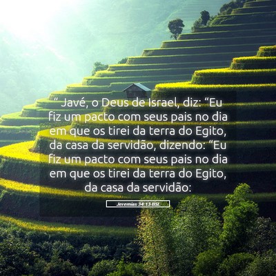 Picture 05 - Jeremias 34:13 BSL - “ Javé, o Deus de Israel, diz: “Eu fiz um - Bible Verse Picture