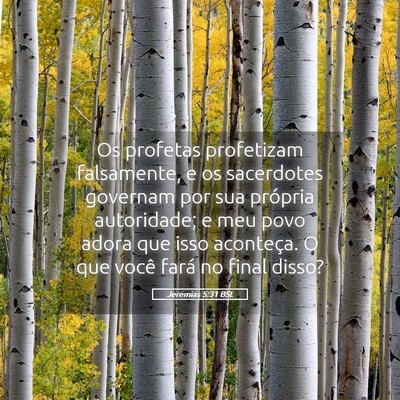 Picture 05 - Jeremias 5:31 BSL - Os profetas profetizam falsamente, e os - Bible Verse Picture