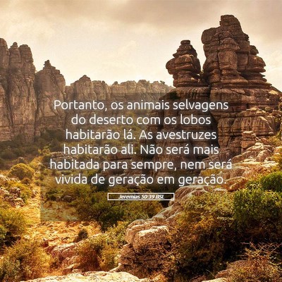 Picture 05 - Jeremias 50:39 BSL - Portanto, os animais selvagens do deserto com os - Bible Verse Picture