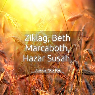 Picture 05 - Joshua 19:5 BSL - Ziklag, Beth Marcaboth, Hazar - Bible Verse Picture
