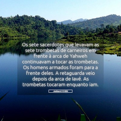 Picture 05 - Joshua 6:13 BSL - Os sete sacerdotes que levavam as sete trombetas - Bible Verse Picture