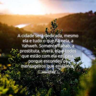 Picture 05 - Joshua 6:17 BSL - A cidade será dedicada, mesmo ela e tudo o que - Bible Verse Picture
