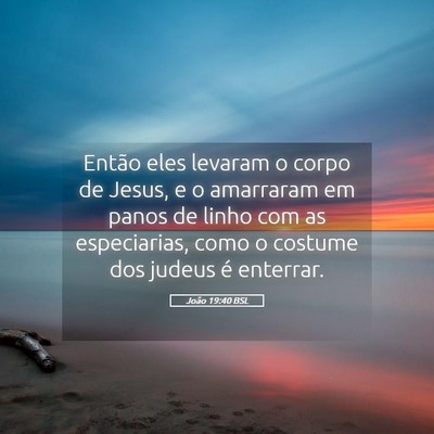 Picture 05 - João 19:40 BSL - Então eles levaram o corpo de Jesus, e o - Bible Verse Picture