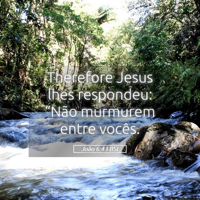 Picture 05 - João 6:43 BSL - Therefore Jesus lhes respondeu: “Não murmurem - Bible Verse Picture