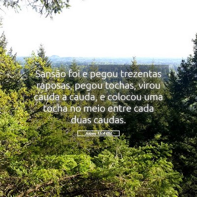 Picture 05 - Juízes 15:4 BSL - Sansão foi e pegou trezentas raposas, pegou - Bible Verse Picture