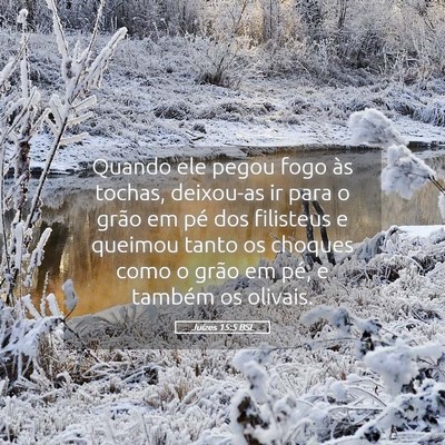Picture 05 - Juízes 15:5 BSL - Quando ele pegou fogo às tochas, deixou-as ir - Bible Verse Picture