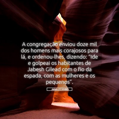 Picture 05 - Juízes 21:10 BSL - A congregação enviou doze mil dos homens mais - Bible Verse Picture