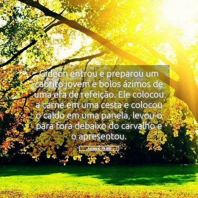 Picture 05 - Juízes 6:19 BSL - Gideon entrou e preparou um cabrito jovem e bolos - Bible Verse Picture