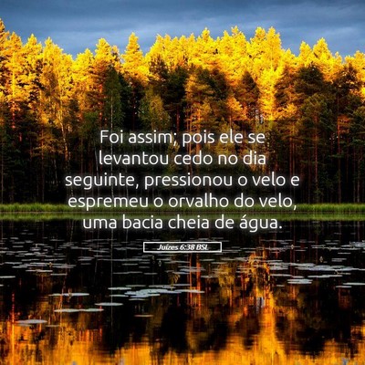 Picture 05 - Juízes 6:38 BSL - Foi assim; pois ele se levantou cedo no dia - Bible Verse Picture
