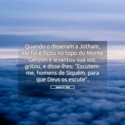 Picture 05 - Juízes 9:7 BSL - Quando o disseram a Jotham, ele foi e ficou no - Bible Verse Picture