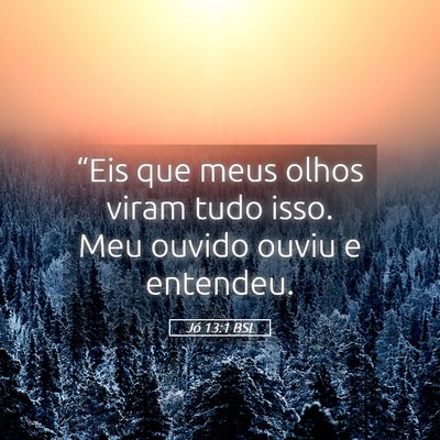Picture 05 - Jó 13:1 BSL - “Eis que meus olhos viram tudo isso. Meu ouvido - Bible Verse Picture
