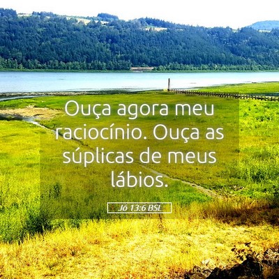 Picture 05 - Jó 13:6 BSL - Ouça agora meu raciocínio. Ouça as súplicas - Bible Verse Picture