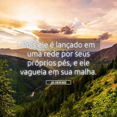 Picture 05 - Jó 18:8 BSL - Pois ele é lançado em uma rede por seus - Bible Verse Picture